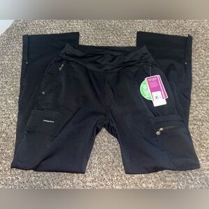 Healing Hands Black Yoga Knit Waistband  Scrub Pant